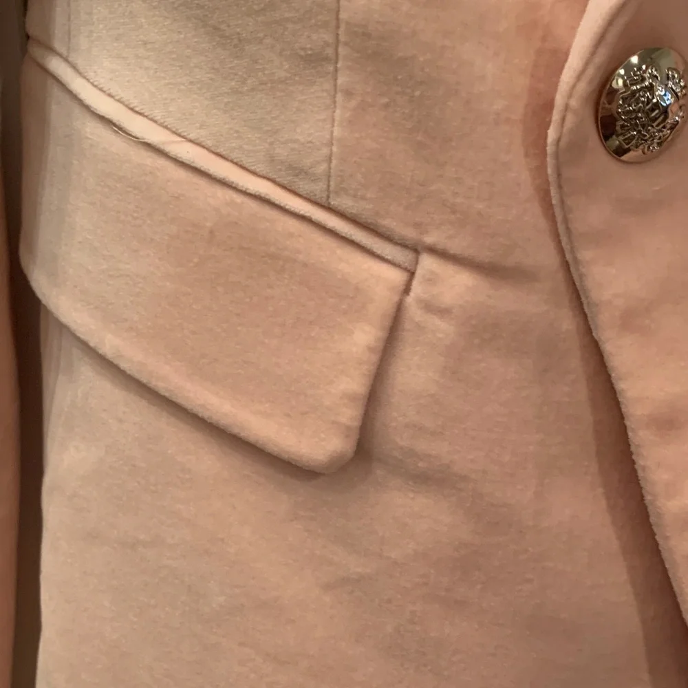 NWT White House Black Market Blush Velvet Holiday Double-Breasted Blazer 0 - Picture 5 of 11